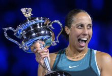 Madison Keys celebrates winning the 2025 Australian Open women's singles title