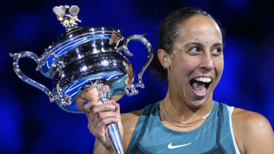 Madison Keys celebrates winning the 2025 Australian Open women's singles title