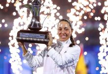Jessica Pegula celebrates winning the Dubai Tennis Championships