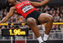 Temitope Adeshina set a new Big 12 Indoor Championship record, clearing 1.96m
