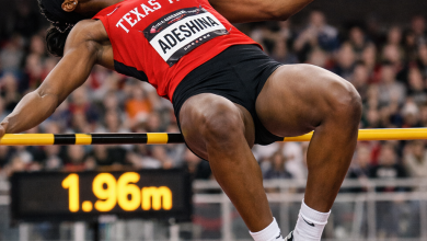 Temitope Adeshina set a new Big 12 Indoor Championship record, clearing 1.96m