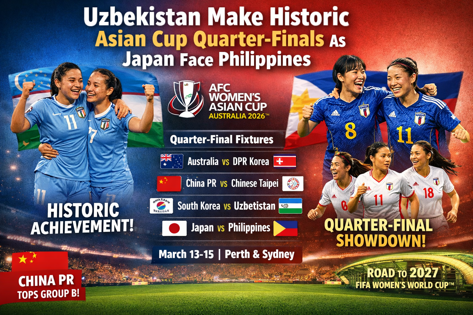 Historic Wins Set Stage for AFC Women’s Asian Cup 2026 Quarter-Finals