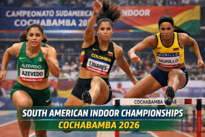 Ana Carolina Azevedo and Colombian long jumper - Natalia - Linares - at - the - 2026 - South American - Indoor -Championships - in -Athletics