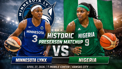Minnesota Lynx player vs Nigeria Women’s National Team in historic WNBA preseason game, 27 April 2026