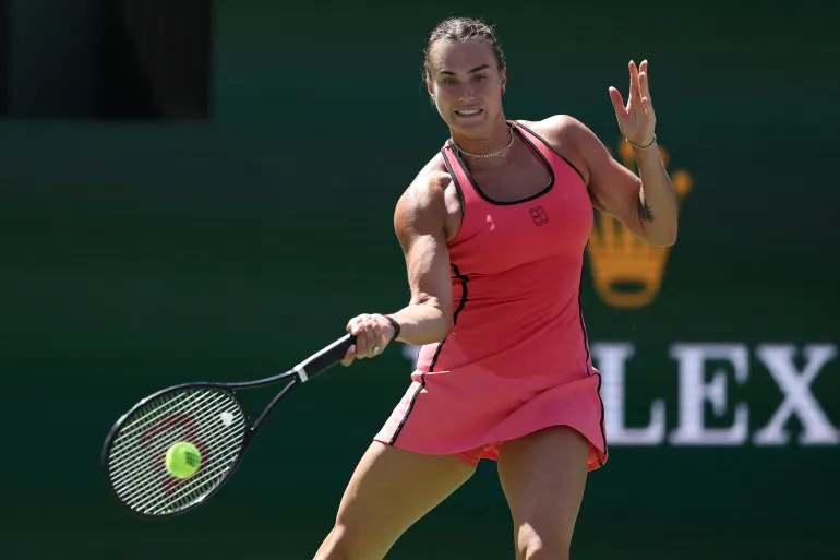  Aryna Sabalenka hitting powerful forehand during match at Indian Wells 2026