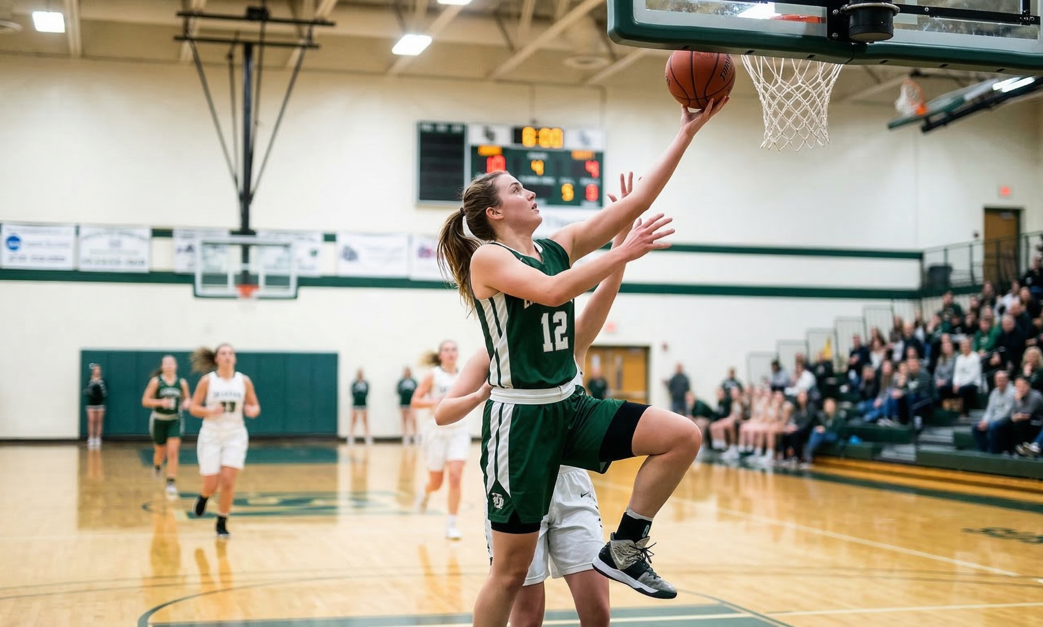 How to shoot a lay-up in women's basketball - proper technique using the backboard and body protection
