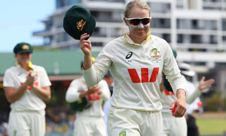 Alyssa Healy leads Australia off the field at the Waca in her final match.