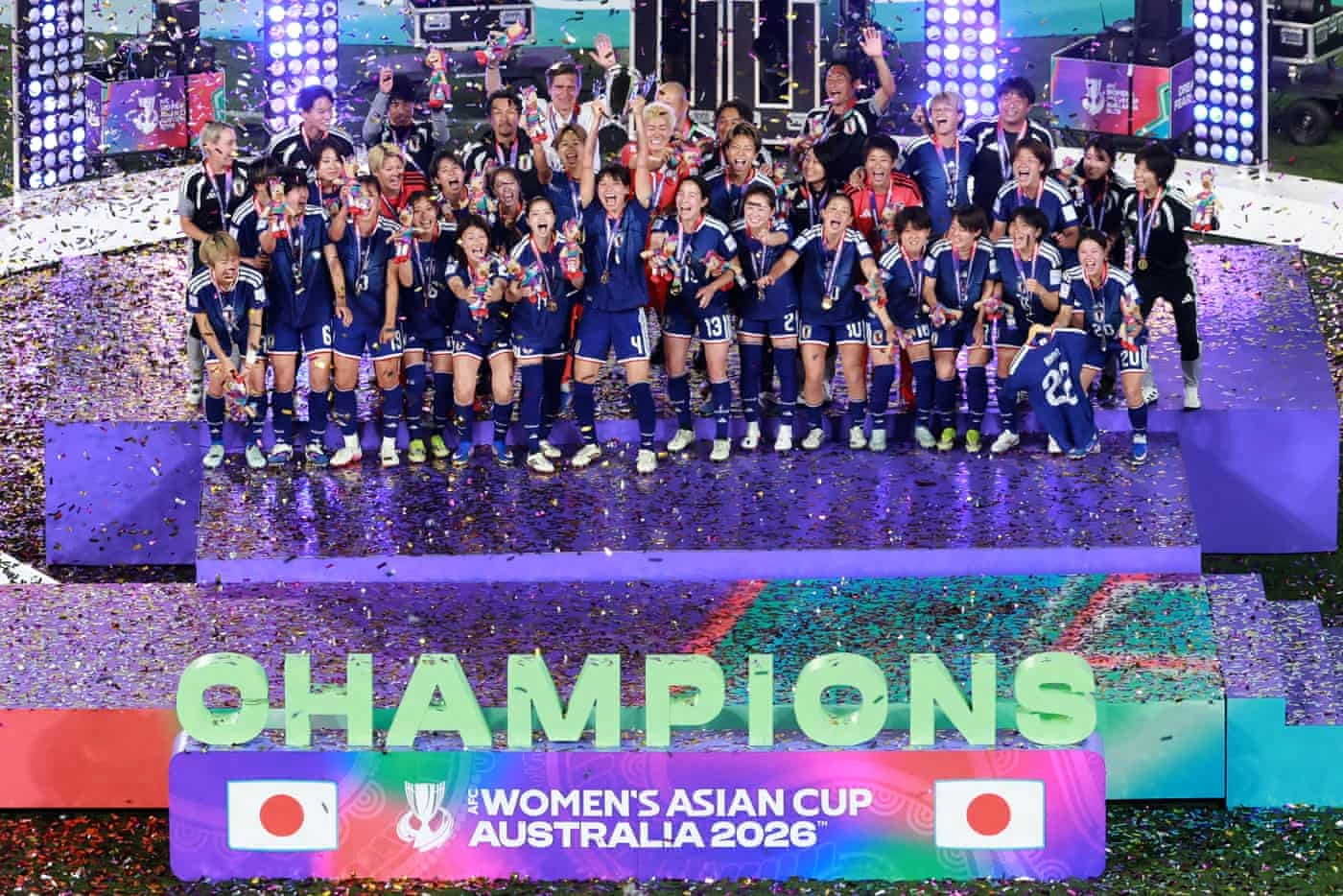 Japan celebrate winning the 2026 Women's Asian Cup. Photograph: David Gray/AFP/Getty Images