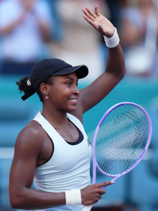 Coco Gauff celebrates after defeating Sorana Cirstea on March 23, 2026.(Rich Storry/Getty)