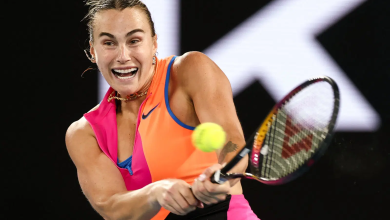 Sabalenka with a powerful serve