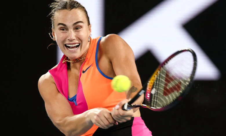 Sabalenka with a powerful serve