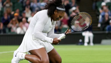 Serena Wiliams jubilating on pitch
