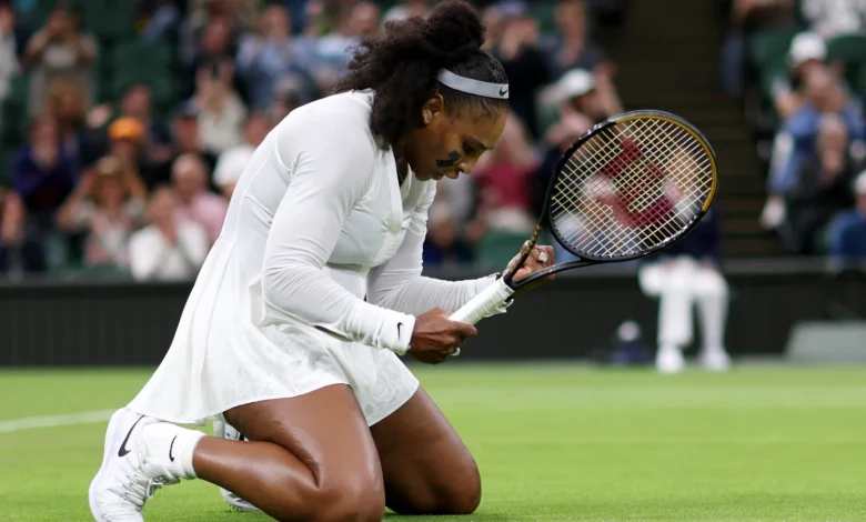 Serena Wiliams jubilating on pitch