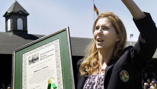 Monica Seles at her International Tennis Hall of Fame induction in 2009