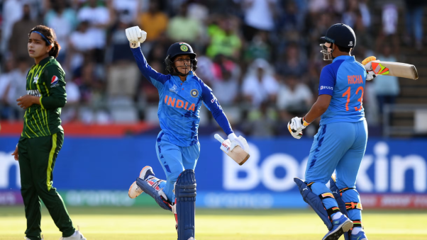 International women’s T20 cricket match showing teams competing in World Cup group stage