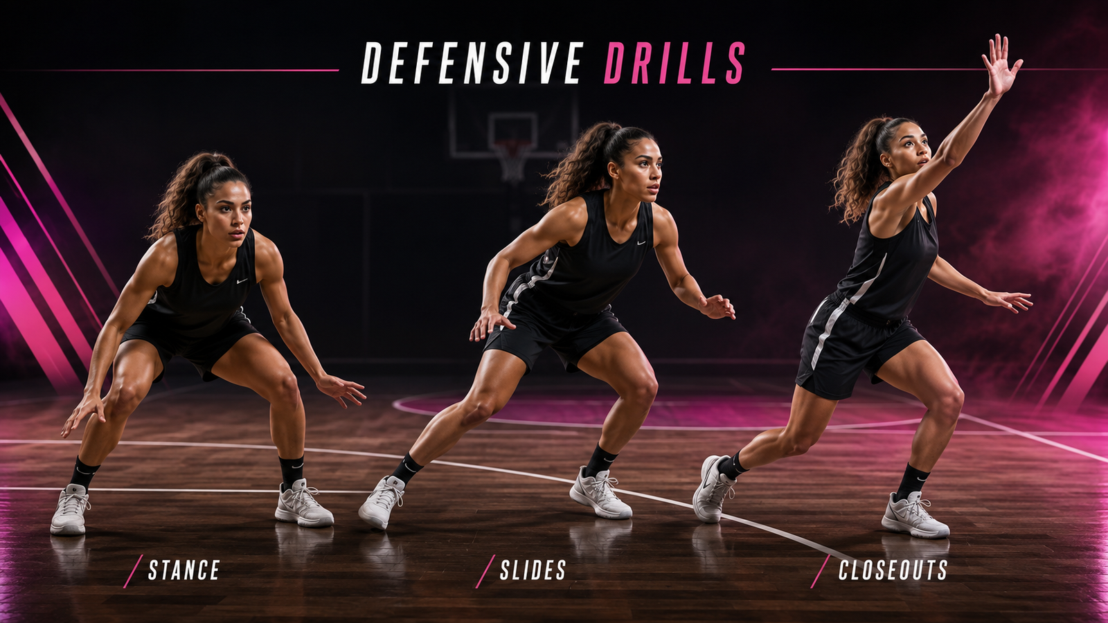 Defensive drills women’s basketball players can use including slides closeouts and stance work