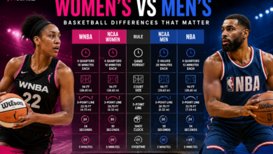 Women’s vs men’s basketball comparison showing WNBA NBA NCAA and FIBA rule differences