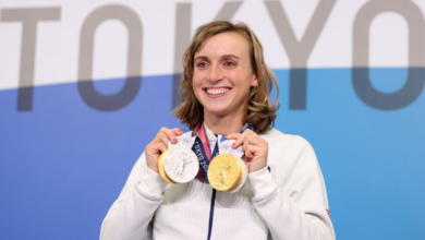 Katie Ledecky Olympic medals total showing gold silver and bronze