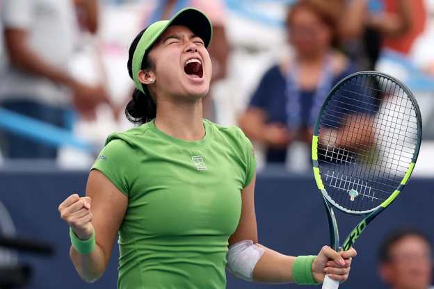 Alex Eala celebrating her Washington Open win after rising to world No 20