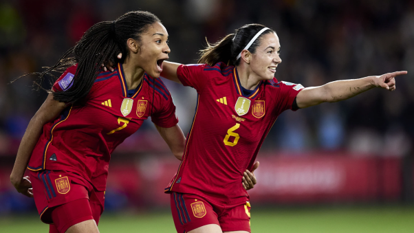 Professional women footballers competing in top-level international match