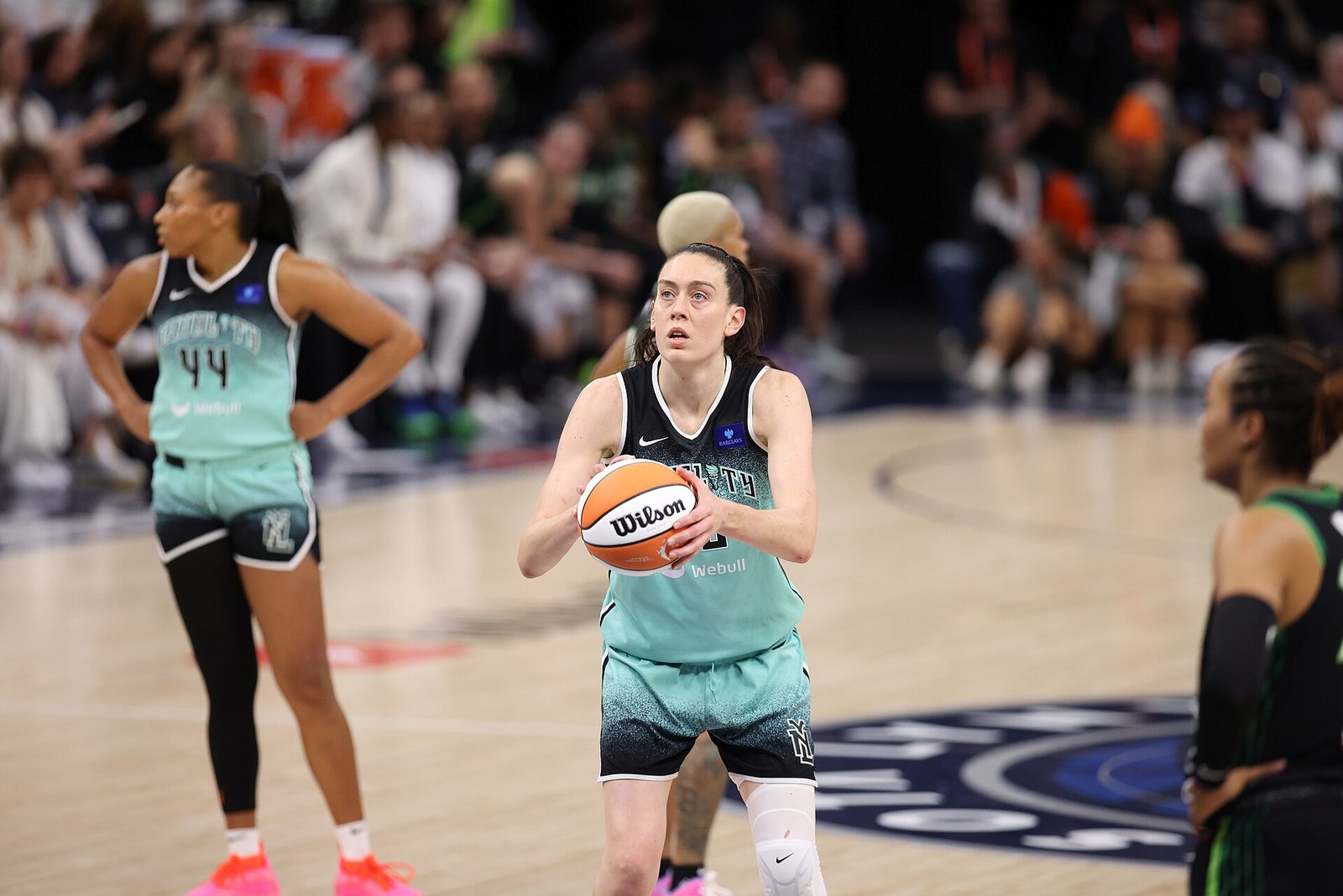 Breanna Stewart of the New York Liberty, who face the Lynx in the WNBA playoffs 2026 first round