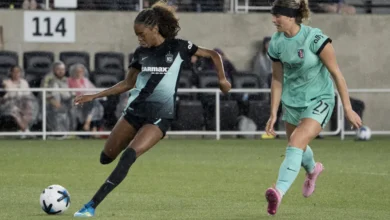 Jordynn Dudley playing for Gotham against Portland on August 28, 2026