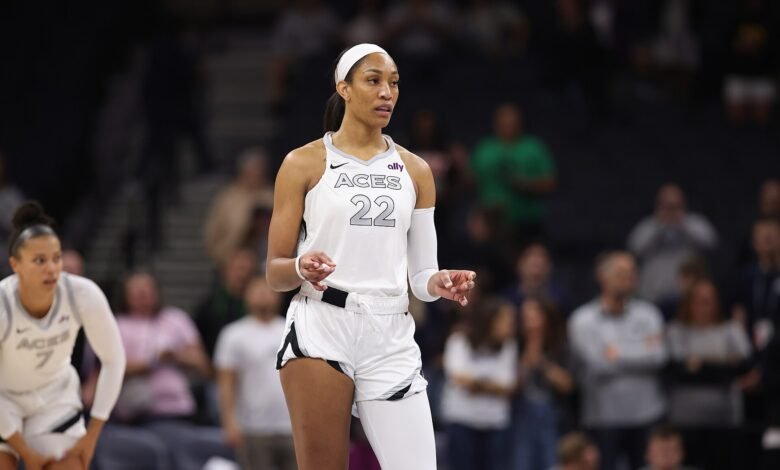 A'ja Wilson, who scored 38 for the Aces on the day of Liberty Lynx Game 1