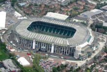Aerial view of Twickenham, venue for the Red Roses Black Ferns WXV Test
