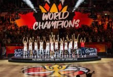 USA players lift the Women’s Basketball World Cup trophy in Berlin in 2026