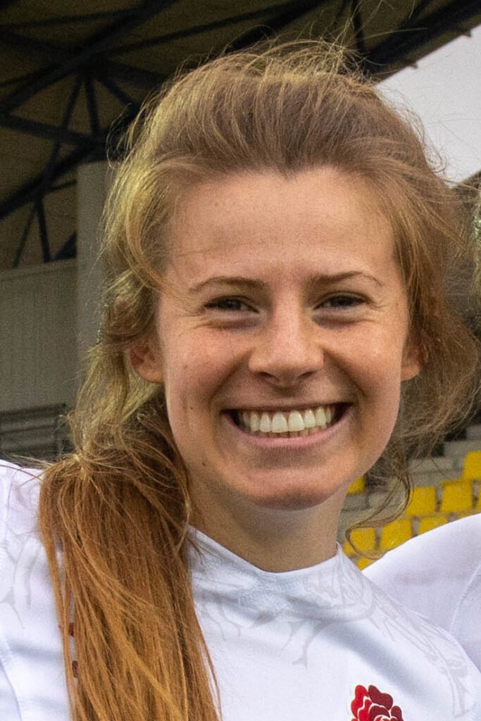 Zoe Harrison, match-winner in the Red Roses Black Ferns clash, playing for England in 2022