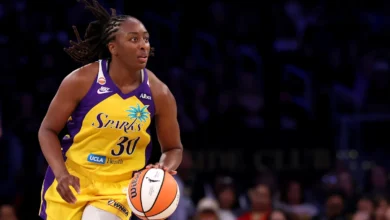 Nneka Ogwumike playing for the Los Angeles Sparks