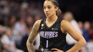 Golden State Valkyries players on court against the Minnesota Lynx in August 2026