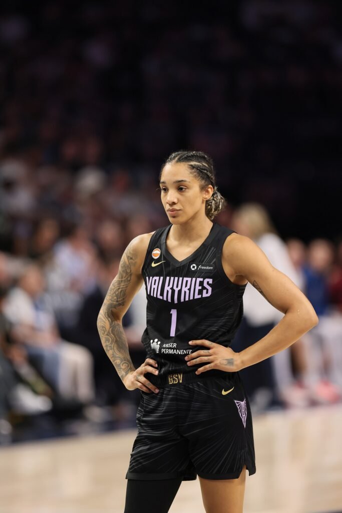 Golden State Valkyries players, who lost WNBA Finals Game 3 to the Dream