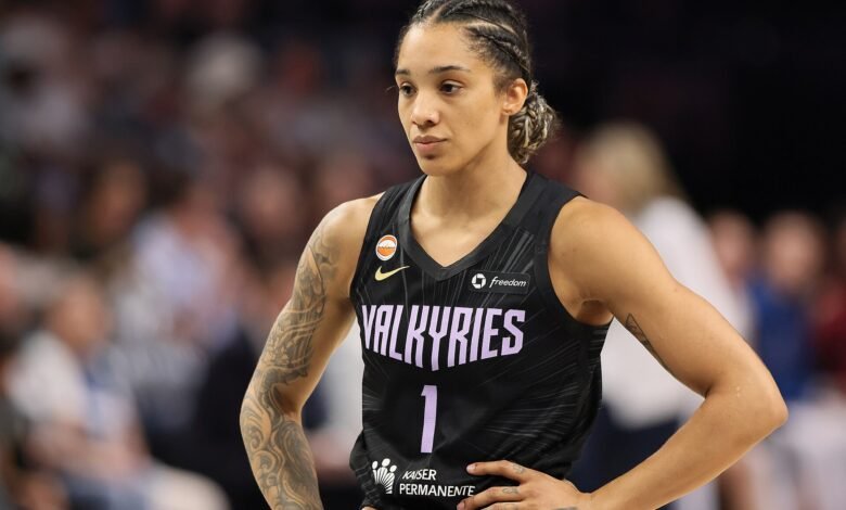 Golden State Valkyries players on court against the Minnesota Lynx in August 2026