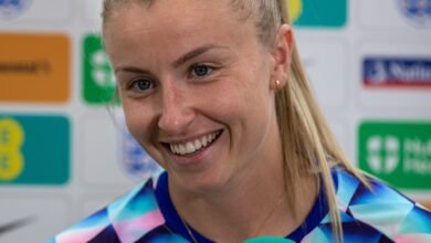 Leah Williamson, who returns to captain the Lionesses for England vs Greece
