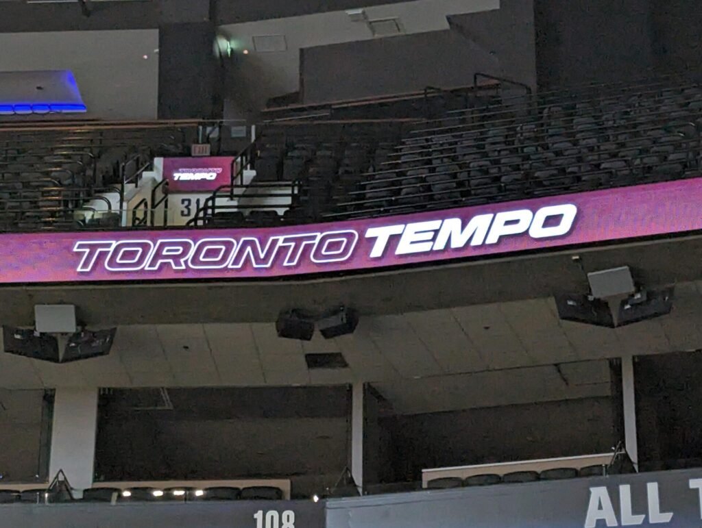 Toronto Tempo signage at a 2026 game, part of WNBA expansion into Canada